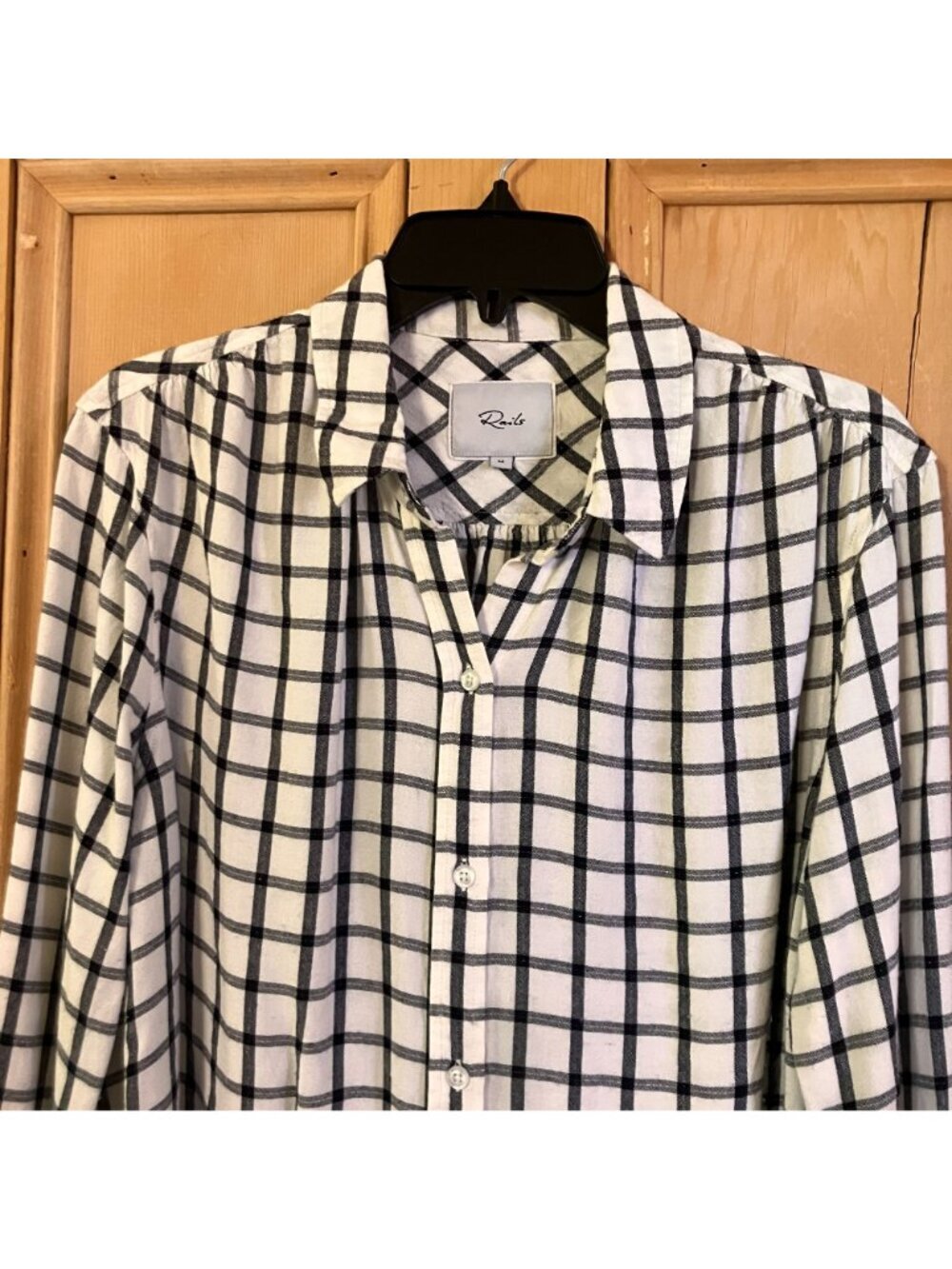 Rails Womens Cozette Ivory Pacific Check Button Down Shirt Medium White SP EXC - Picture 3 of 12